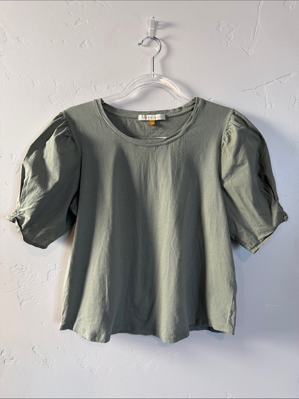 DownEast Olive Green Puff Sleeve Short Sleeve Tee